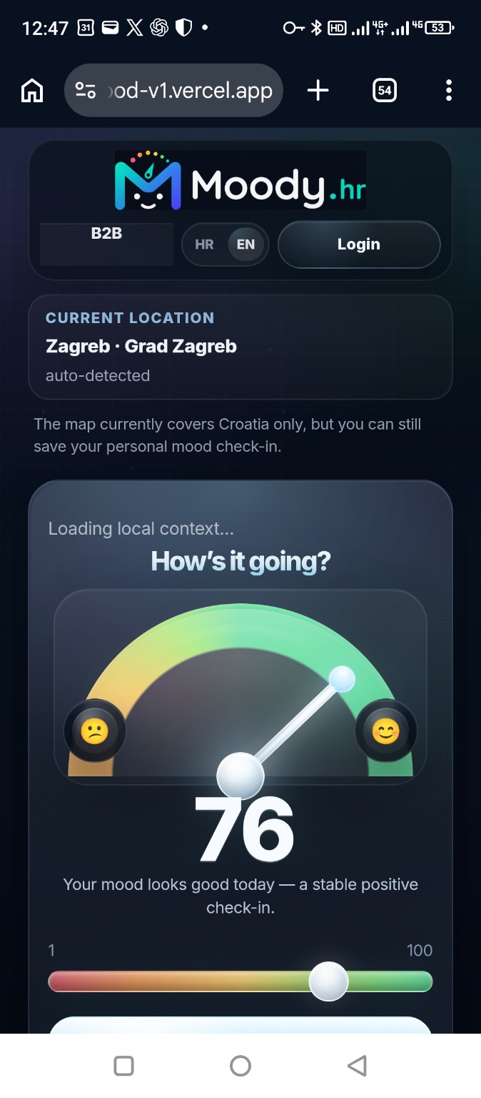 Moody check-in application